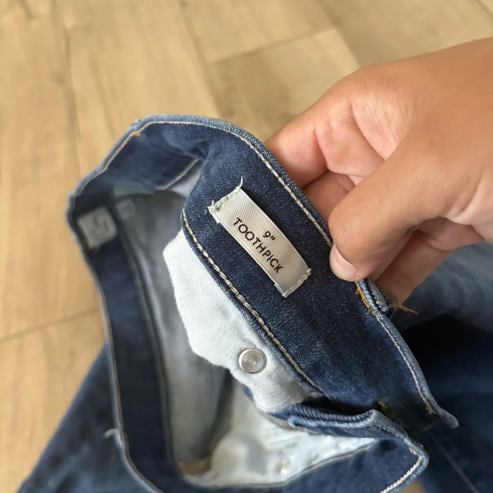 J Crew Denim 9 Inch Toothpick Womens Mid Rise Stretch Blue Jeans Button Fly 32